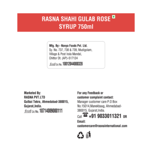 Rasna Shahi Gulab Rose Syrup 750ml Rasna